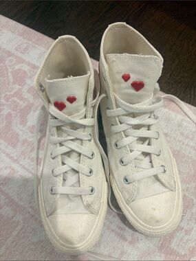 Converse High-Top Canvas Sneakers with Red Heart Details